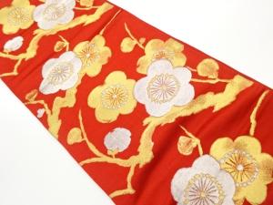 梅模様織出し袋帯